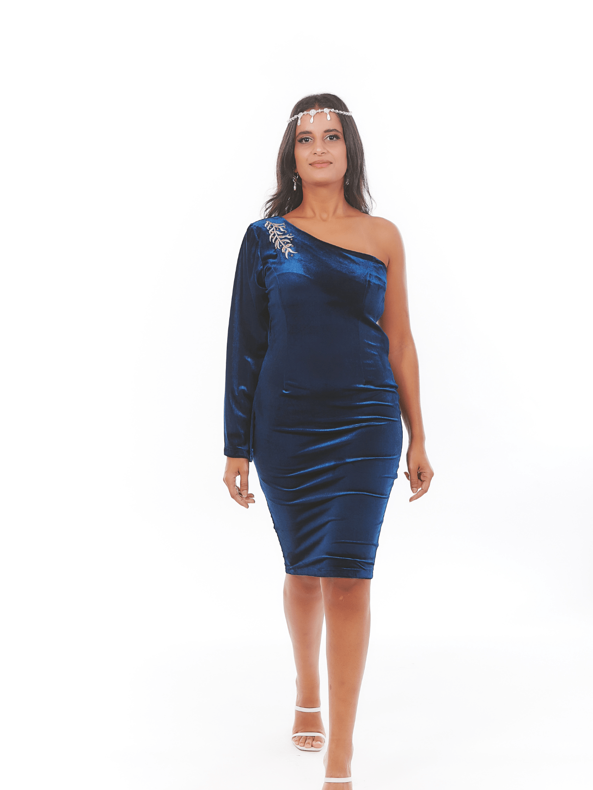 Robe courte Siline asymétrique en velours