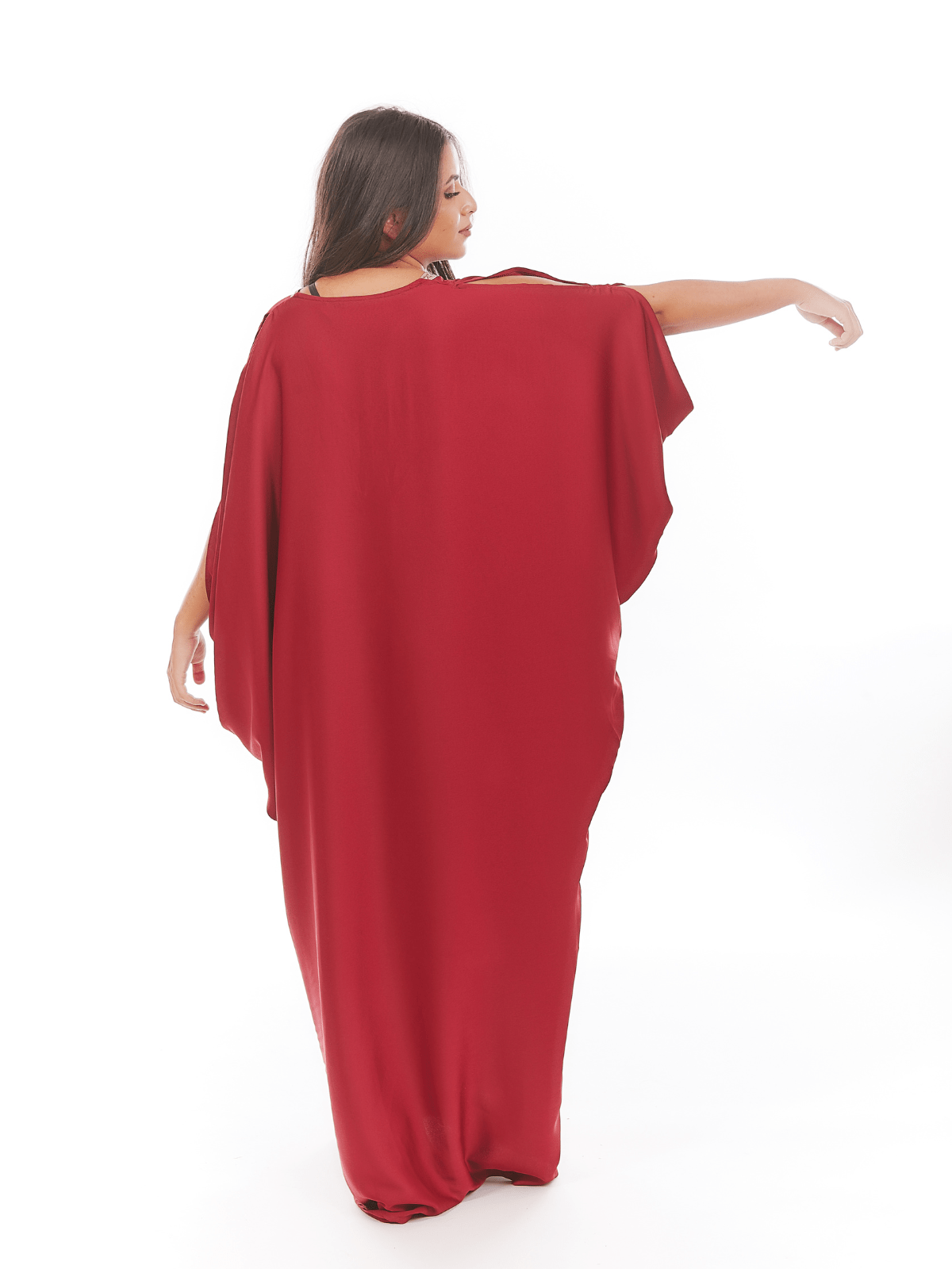Robe d'hôtesse Amira à manches papillon épaules fendues