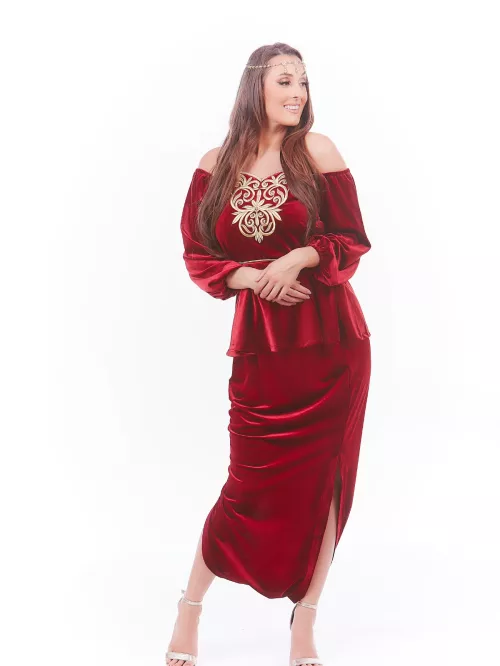 Ensemble traditionnel algérien Karakou Velours rouge